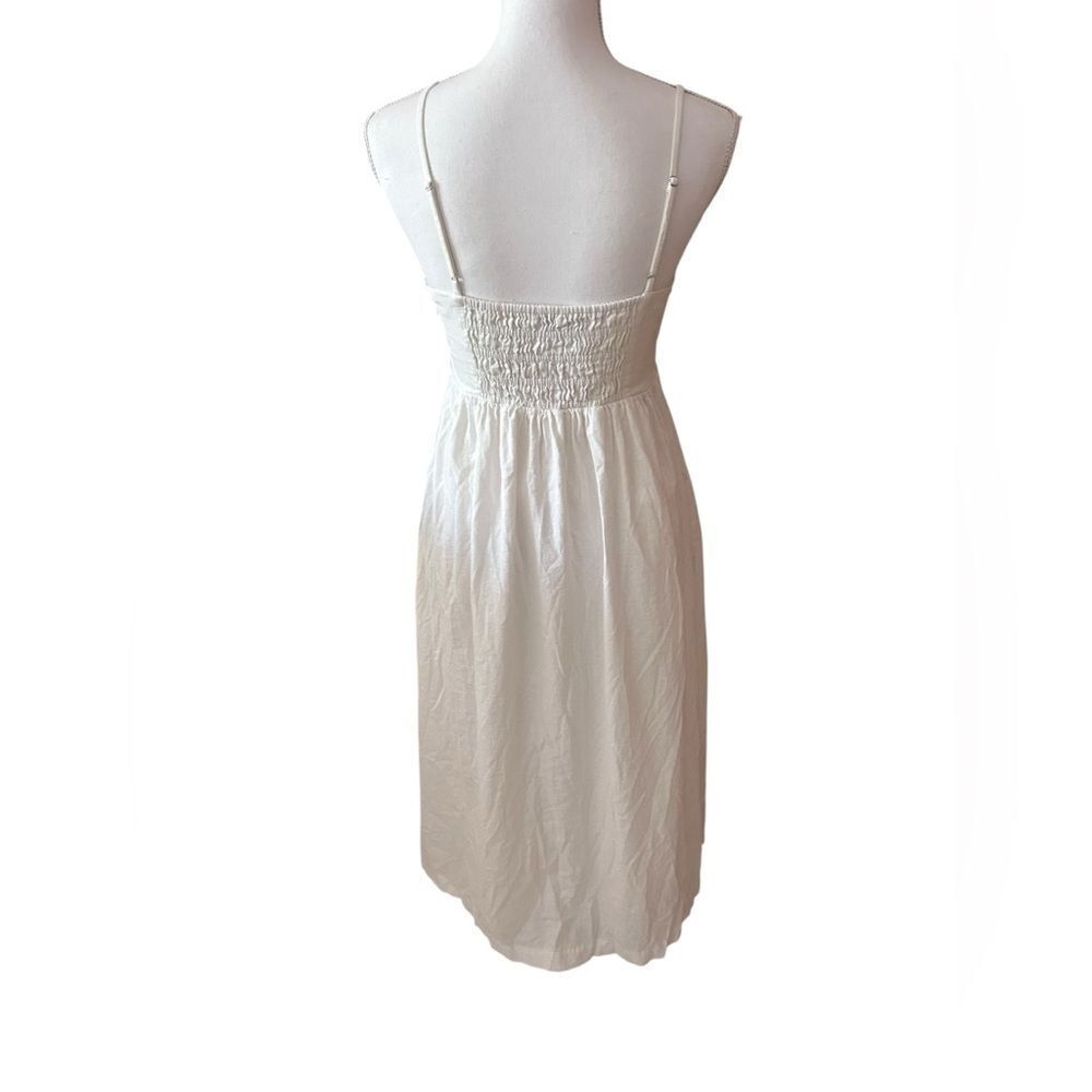 Madewell White Linen Tie-Front Midi  Dress Size 4 - Picture 6 of 6